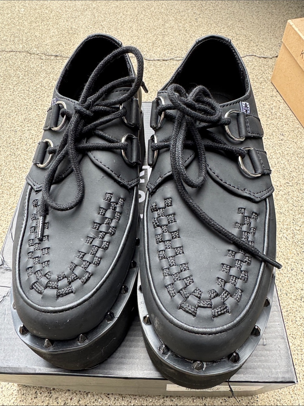 TUK creepers vegan black  Platform Lace-Up Shoes wimens 8 men’s 6